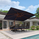 PURPLE LEAF Outdoor Garden Umbrella with Base, Cantilever Umbrellas in Wood Color