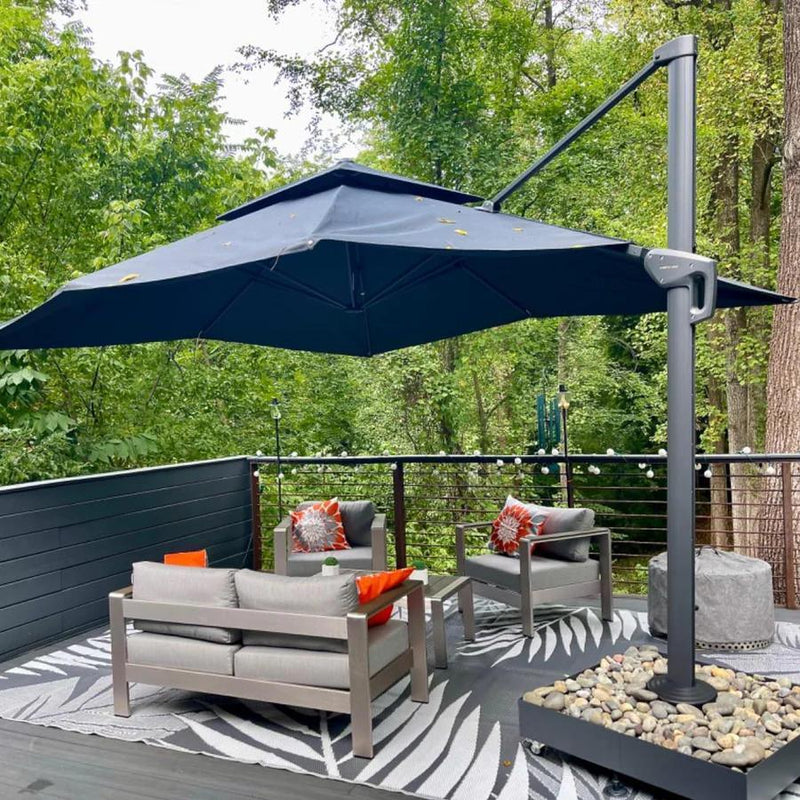 PURPLE LEAF Double Top Cantilever Patio Umbrella UV50+ Fade Resistant Outdoor Umbrellas