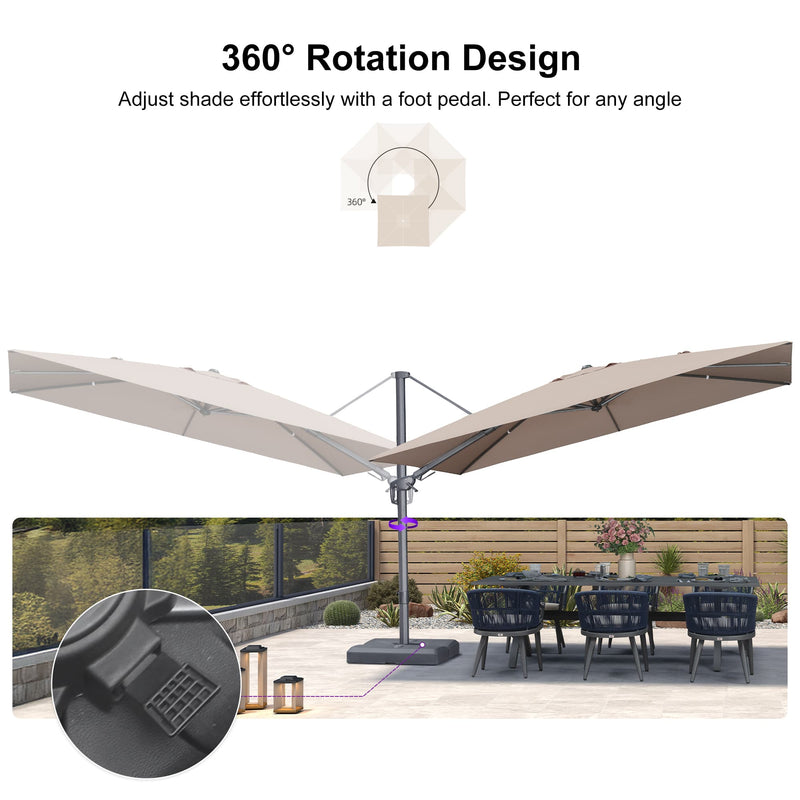 PURPLE LEAF UV Resistant Left-right Tilting Patio Umbrella Swivel Outdoor Umbrella