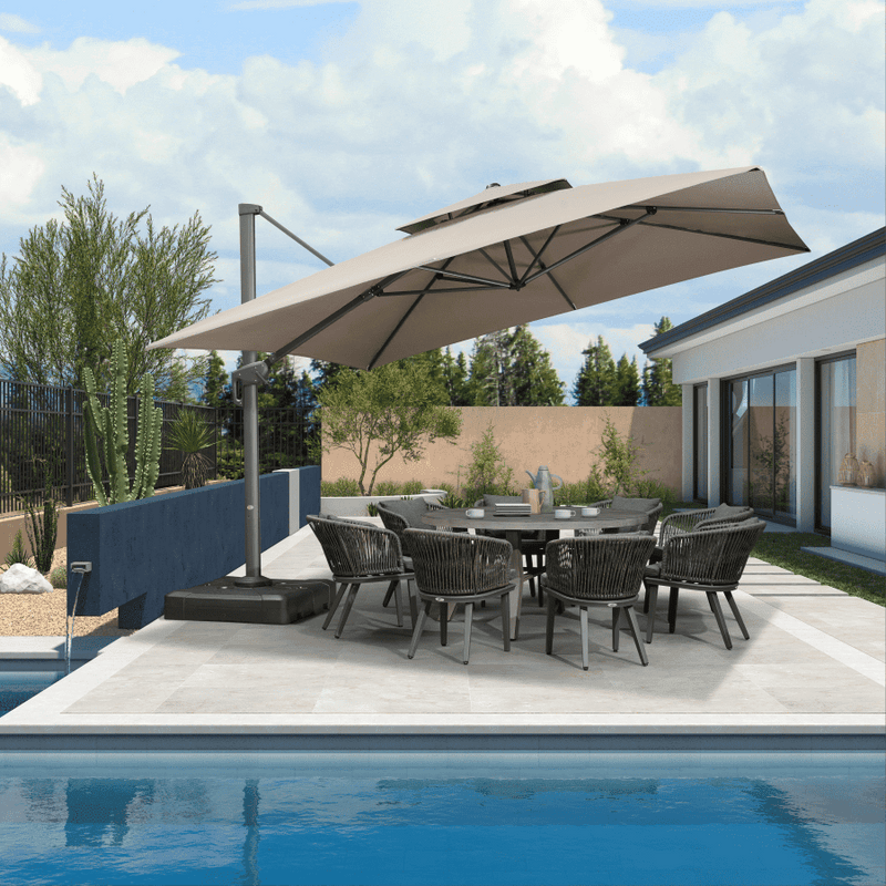 PURPLE LEAF Double Top Cantilever Patio Umbrella UV50+ Fade Resistant Outdoor Umbrellas