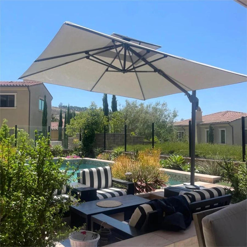 PURPLE LEAF Double Top Cantilever Patio Umbrella UV50+ Fade Resistant Outdoor Umbrellas