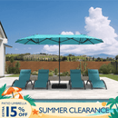 PURPLE LEAF Table Umbrella Double Sided Rectangular Patio Market Umbrella with Base