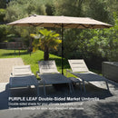 PURPLE LEAF Table Umbrella Double Sided Rectangular Patio Market Umbrella with Base
