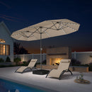 PURPLE LEAF Double-Sided Market Umbrella with Light Large Patio Umbrellas with Base