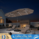 PURPLE LEAF Double-Sided Market Umbrella with Light Large Patio Umbrellas with Base