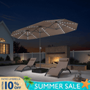PURPLE LEAF Double-Sided Market Umbrella with Light Large Patio Umbrellas with Base
