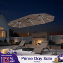 PURPLE LEAF Double-Sided Market Umbrella with Light Large Patio Umbrellas with Base