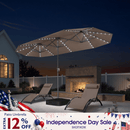 PURPLE LEAF Double-Sided Market Umbrella with Light Large Patio Umbrellas with Base