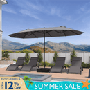 PURPLE LEAF Table Umbrella Double Sided Rectangular Patio Market Umbrella with Base