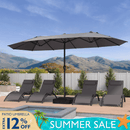 PURPLE LEAF Table Umbrella Double Sided Rectangular Patio Market Umbrella with Base