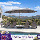 PURPLE LEAF Double-Sided Market Umbrella Large Rectangular Patio Umbrellas with Base