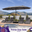PURPLE LEAF Table Umbrella Double Sided Rectangular Patio Market Umbrella with Base