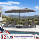 PURPLE LEAF Double-Sided Market Umbrella Large Rectangular Patio Umbrellas with Base