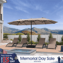 PURPLE LEAF Table Umbrella Double Sided Rectangular Patio Market Umbrella with Base