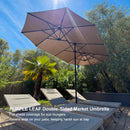 PURPLE LEAF Table Umbrella Double Sided Rectangular Patio Market Umbrella with Base