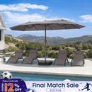 PURPLE LEAF Double-Sided Market Umbrella Large Rectangular Patio Umbrellas with Base