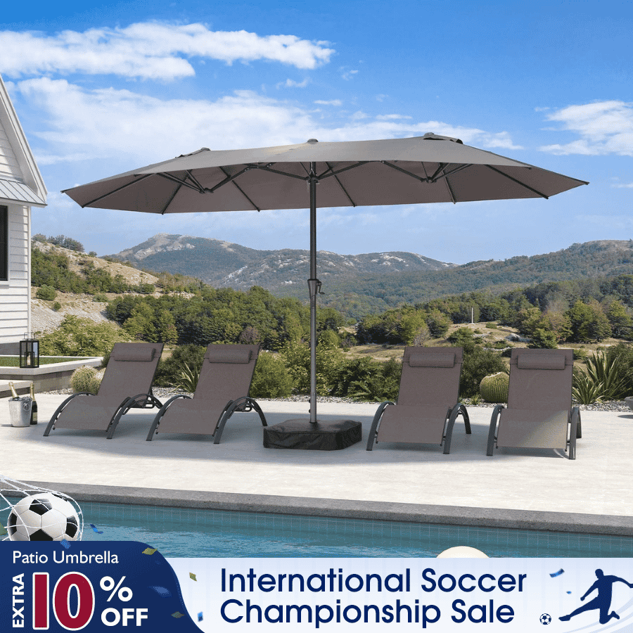 blue patio umbrella sale PURPLE LEAF Double-Sided Market Umbrella Large Rectangular Patio Umbrellas with Base