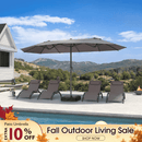PURPLE LEAF Double-Sided Market Umbrella Large Rectangular Patio Umbrellas with Base