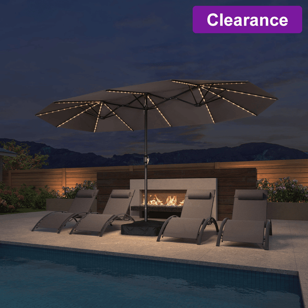 Double-Sided Patio Umbrella with LED Lights