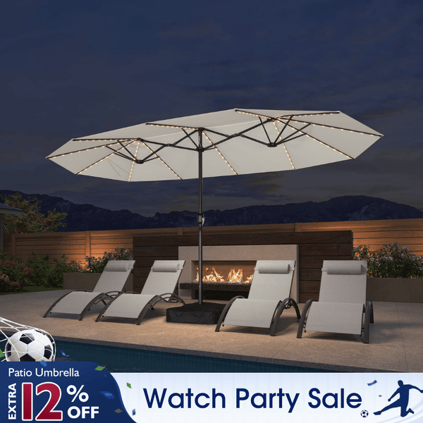 14 foot rectangular patio umbrella PURPLE LEAF Double Sided Patio Umbrella with Light Large Market Umbrellas  with Base