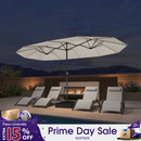PURPLE LEAF Double Sided Patio Umbrella with Light Large Market Umbrellas with Base