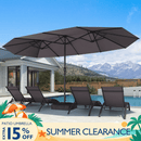 PURPLE LEAF Table Umbrella Double Sided Rectangular Patio Market Umbrella with Base