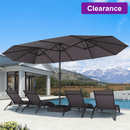 PURPLE LEAF Table Umbrella Double Sided Rectangular Patio Market Umbrella with Base