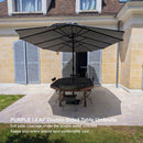 PURPLE LEAF Table Umbrella Double Sided Rectangular Patio Market Umbrella with Base