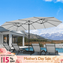 PURPLE LEAF Table Umbrella Double Sided Rectangular Patio Market Umbrella with Base