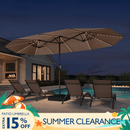 PURPLE LEAF Double Sided Patio Umbrella with Light Large Market Umbrellas with Base