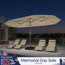 PURPLE LEAF Double-Sided Market Umbrella with Light Large Patio Umbrellas with Base