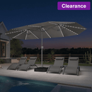 PURPLE LEAF Double-Sided Market Umbrella with Light Large Patio Umbrellas with Base