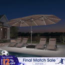 PURPLE LEAF Double-Sided Market Umbrella with Light Large Patio Umbrellas with Base