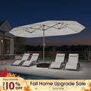 PURPLE LEAF Double-Sided Market Umbrella with Light Large Patio Umbrellas with Base