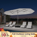PURPLE LEAF Double-Sided Market Umbrella with Light Large Patio Umbrellas with Base