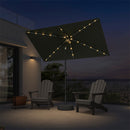 PURPLE LEAF Black Frame Tilting Market Umbrella with Lights Table Umbrella with Base Outside Patio