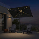 PURPLE LEAF Black Frame Tilting Market Umbrella with Lights Table Umbrella with Base Outside Patio