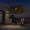 PURPLE LEAF Black Frame Tilting Market Umbrella with Lights Table Umbrella with Base Outside Patio