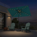 PURPLE LEAF Black Frame Tilting Market Umbrella with Lights Table Umbrella with Base Outside Patio