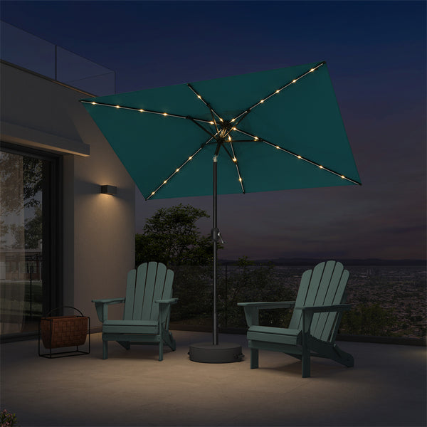 PURPLE LEAF Outdoor Tilt Market Umbrellas with Lights, Black Frame