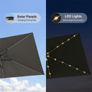 PURPLE LEAF Black Frame Tilting Market Umbrella with Lights Table Umbrella with Base Outside Patio