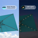 PURPLE LEAF Black Frame Tilting Market Umbrella with Lights Table Umbrella with Base Outside Patio
