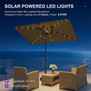 PURPLE LEAF Black Frame Tilting Market Umbrella with Lights Table Umbrella with Base Outside Patio