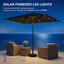 PURPLE LEAF Black Frame Tilting Market Umbrella with Lights Table Umbrella with Base Outside Patio