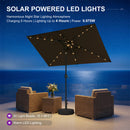 PURPLE LEAF Black Frame Tilting Market Umbrella with Lights Table Umbrella with Base Outside Patio