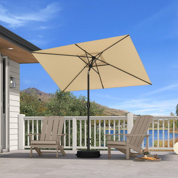 PURPLE LEAF Yard Tilting Patio Table Umbrella Black Frame Outdoor Market Umbrellas with Base 5' X 8' / Turquoise Blue