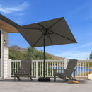 PURPLE LEAF Black Frame Outdoor Market Umbrellas Yard Tilting Patio Table Umbrella with Base