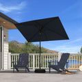 PURPLE LEAF Black Frame Outdoor Market Umbrellas Yard Tilting Patio Table Umbrella with Base
