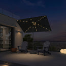 PURPLE LEAF Black Frame Tilting Market Umbrella with Lights Table Umbrella with Base Outside Patio