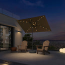 PURPLE LEAF Black Frame Tilting Market Umbrella with Lights Table Umbrella with Base Outside Patio